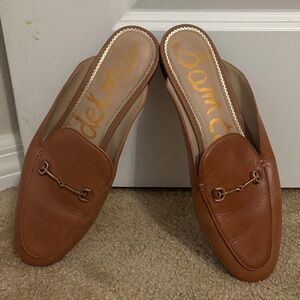 Sam Edelman Brown Leather Horsebit Mule Loafers